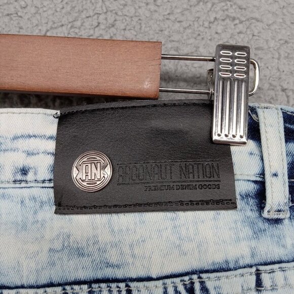 Argonaut Nation Jeans Mens 42x32 Blue Light Wash‎ Painted Graffiti Baggy Y2K - Picture 11 of 14